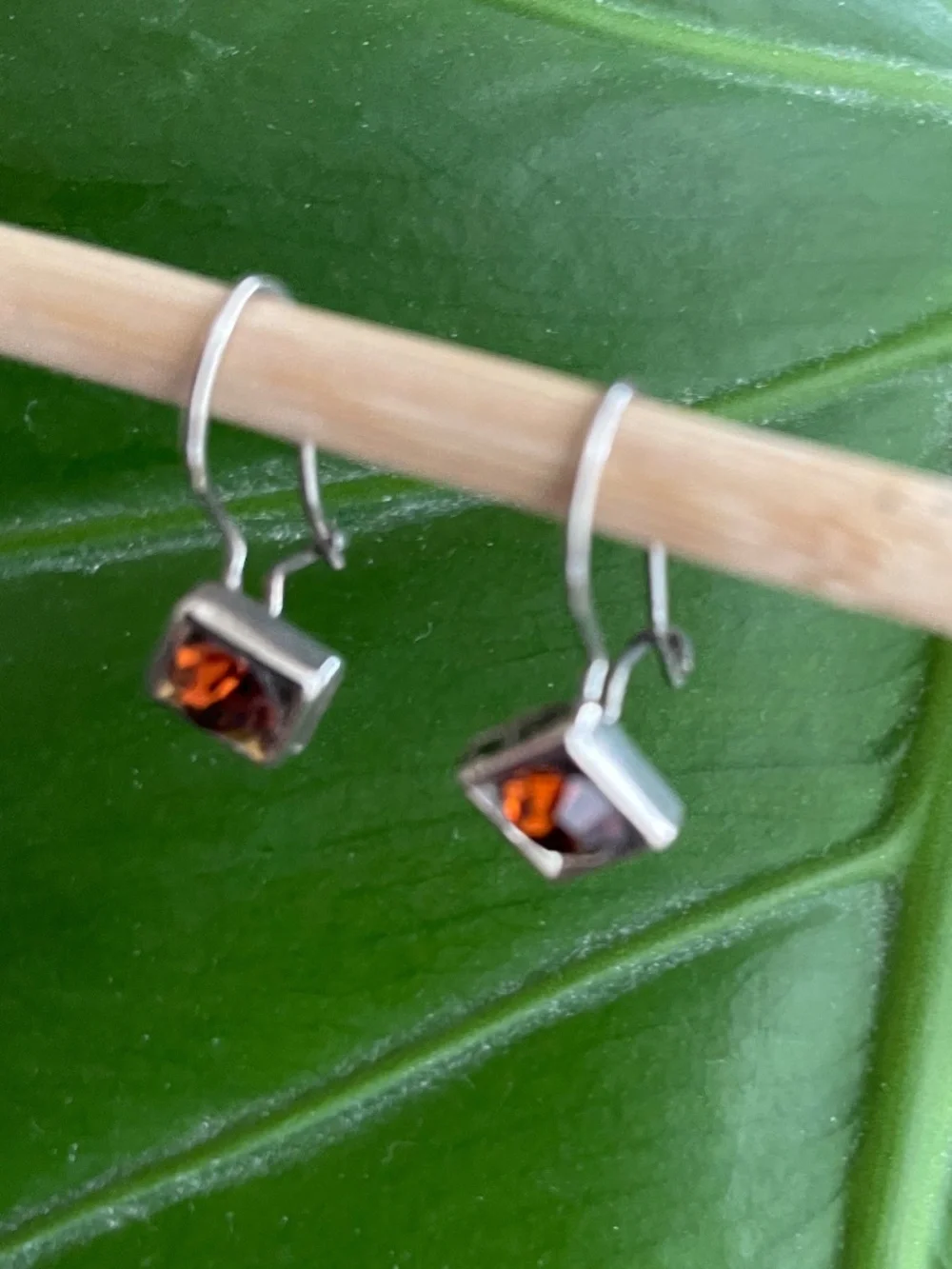 Sterling Silver Earrings with Pretty Sienna Stone with wire closure. - Picture 2 of 5